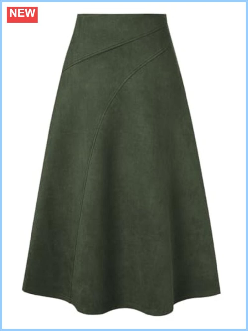 Faux Suede High Waist A-Line Midi Skirt Fall Winter Work Party